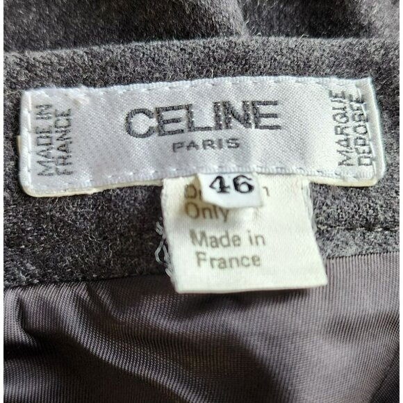 Celine Vintage Wool Skirt - Size 14 US/FR46 Gray Zip Closure Archival Design - Picture 2 of 8